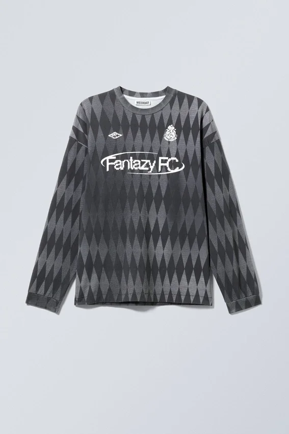 Loose Graphic Long Sleeve T-Shirt – Dark Grey – Fantazy Fc Loose Graphic Long Sleeve T-Shirt – Dark Grey – Fantazy Fc