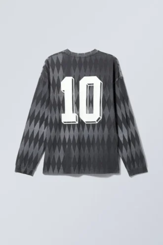 Loose Graphic Long Sleeve T-Shirt – Dark Grey – Fantazy Fc