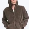 Loose Graphic Zip Hoodie – Dark Brown Loose Graphic Zip Hoodie – Dark Brown
