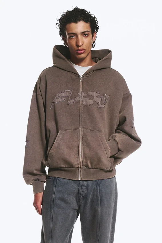 Loose Graphic Zip Hoodie – Dark Mole – Flow Loose Graphic Zip Hoodie – Dark Mole – Flow
