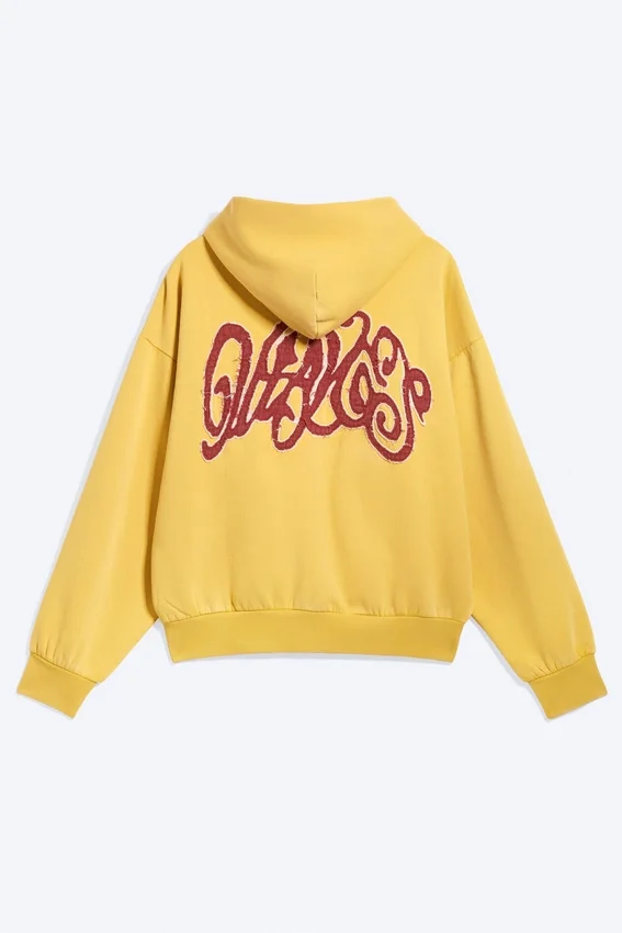 Loose Graphic Zip Hoodie – Yellow – Red Wave Loose Graphic Zip Hoodie – Yellow – Red Wave
