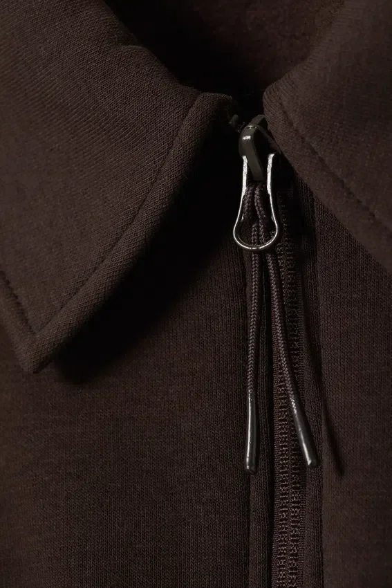 Loose Half-Zip Polo Sweatshirt – Dark Brown Loose Half-Zip Polo Sweatshirt – Dark Brown