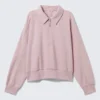 Loose Half-Zip Polo Sweatshirt – Light Dusty Pink Loose Half-Zip Polo Sweatshirt – Light Dusty Pink