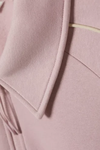 Loose Half-Zip Polo Sweatshirt – Light Dusty Pink