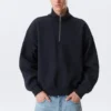 Loose Half Zip Sweatshirt – Dark Navy Blue Loose Half Zip Sweatshirt – Dark Navy Blue