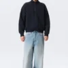 Loose Half Zip Sweatshirt – Dark Navy Blue Loose Half Zip Sweatshirt – Dark Navy Blue