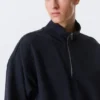 Loose Half Zip Sweatshirt – Dark Navy Blue Loose Half Zip Sweatshirt – Dark Navy Blue