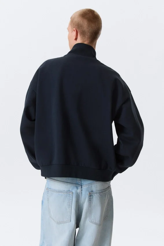 Loose Half Zip Sweatshirt – Dark Navy Blue Loose Half Zip Sweatshirt – Dark Navy Blue