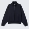 Loose Half Zip Sweatshirt – Dark Navy Blue Loose Half Zip Sweatshirt – Dark Navy Blue