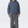 Loose Heavyweight Cotton Hoodie – Washed Dark Blue Loose Heavyweight Cotton Hoodie – Washed Dark Blue