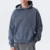 Loose Heavyweight Cotton Hoodie – Washed Dark Blue Loose Heavyweight Cotton Hoodie – Washed Dark Blue