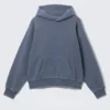 Loose Heavyweight Cotton Hoodie – Washed Dark Blue Loose Heavyweight Cotton Hoodie – Washed Dark Blue