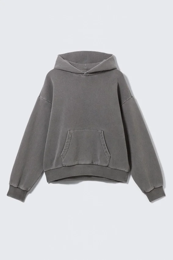 Loose Heavyweight Cotton Hoodie – Washed Dark Grey Loose Heavyweight Cotton Hoodie – Washed Dark Grey
