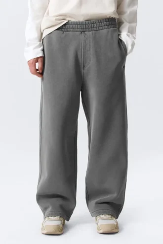 Loose Heavyweight Cotton Sweatpants – Washed Dark Grey