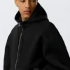 Loose High-Neck Scuba Zip Hoodie – Black Loose High-Neck Scuba Zip Hoodie – Black