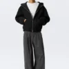 Loose High-Neck Scuba Zip Hoodie – Black Loose High-Neck Scuba Zip Hoodie – Black