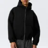 Loose High-Neck Scuba Zip Hoodie – Black Loose High-Neck Scuba Zip Hoodie – Black