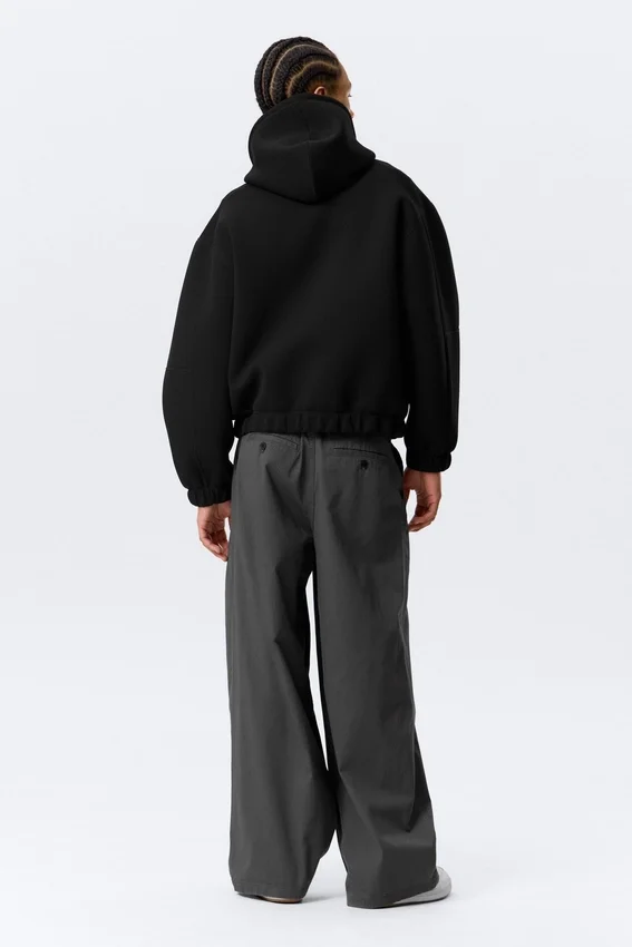 Loose High-Neck Scuba Zip Hoodie – Black Loose High-Neck Scuba Zip Hoodie – Black