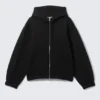 Loose High-Neck Scuba Zip Hoodie – Black Loose High-Neck Scuba Zip Hoodie – Black