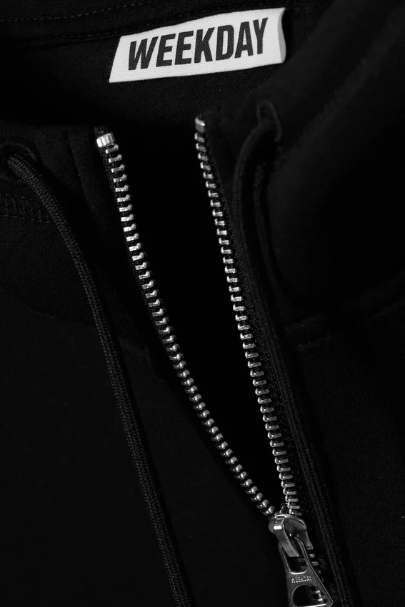 Loose High-Neck Scuba Zip Hoodie – Black Loose High-Neck Scuba Zip Hoodie – Black