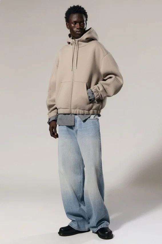 Loose High-Neck Scuba Zip Hoodie – Light Dusty Mole Loose High-Neck Scuba Zip Hoodie – Light Dusty Mole
