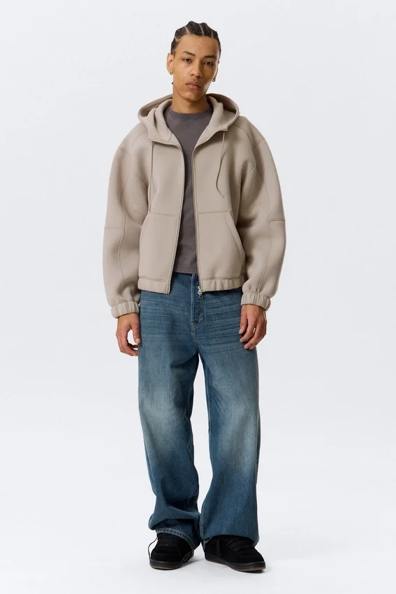 Loose High-Neck Scuba Zip Hoodie – Light Dusty Mole Loose High-Neck Scuba Zip Hoodie – Light Dusty Mole