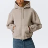 Loose High-Neck Scuba Zip Hoodie – Light Dusty Mole Loose High-Neck Scuba Zip Hoodie – Light Dusty Mole