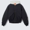 Loose Hooded Bomber Jacket – Dark Navy Blue Loose Hooded Bomber Jacket – Dark Navy Blue