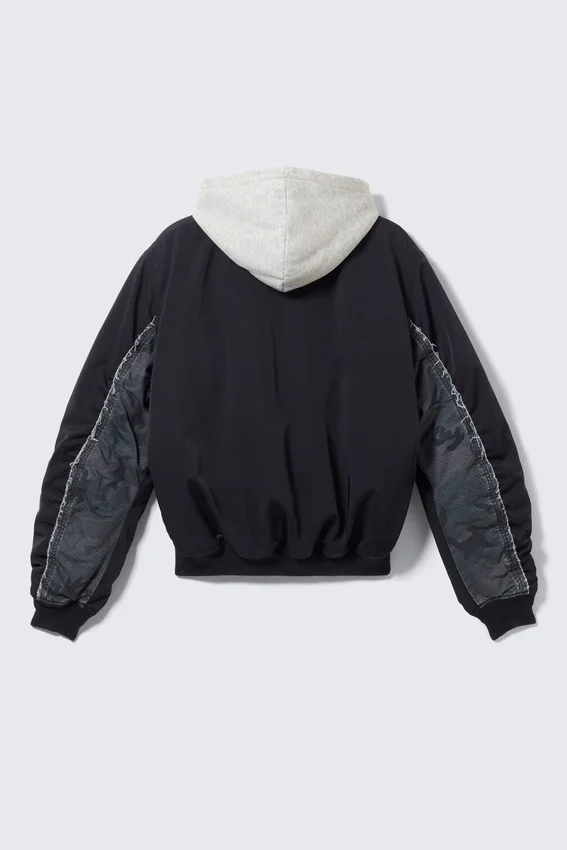 Loose Hooded Bomber Jacket – Dark Navy Blue Loose Hooded Bomber Jacket – Dark Navy Blue