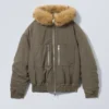 Loose Hooded Bomber Jacket – Mole Dark Loose Hooded Bomber Jacket – Mole Dark