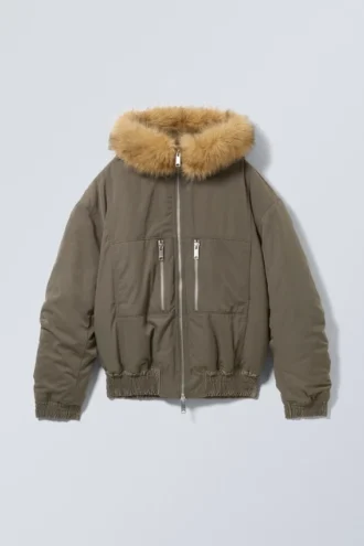 Loose Hooded Bomber Jacket – Mole Dark