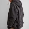 Loose Hooded Canvas Jacket – Black Melange Loose Hooded Canvas Jacket – Black Melange