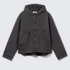 Loose Hooded Canvas Jacket – Black Melange Loose Hooded Canvas Jacket – Black Melange