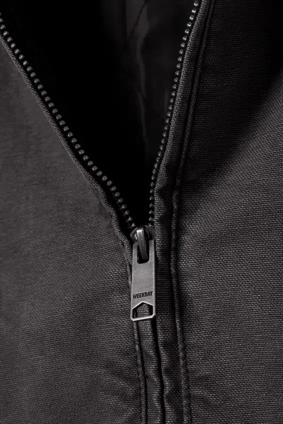 Loose Hooded Canvas Jacket – Black Melange Loose Hooded Canvas Jacket – Black Melange