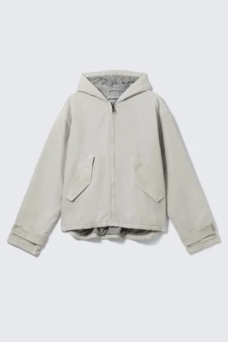 Loose Hooded Canvas Jacket – Light Dusty Grey