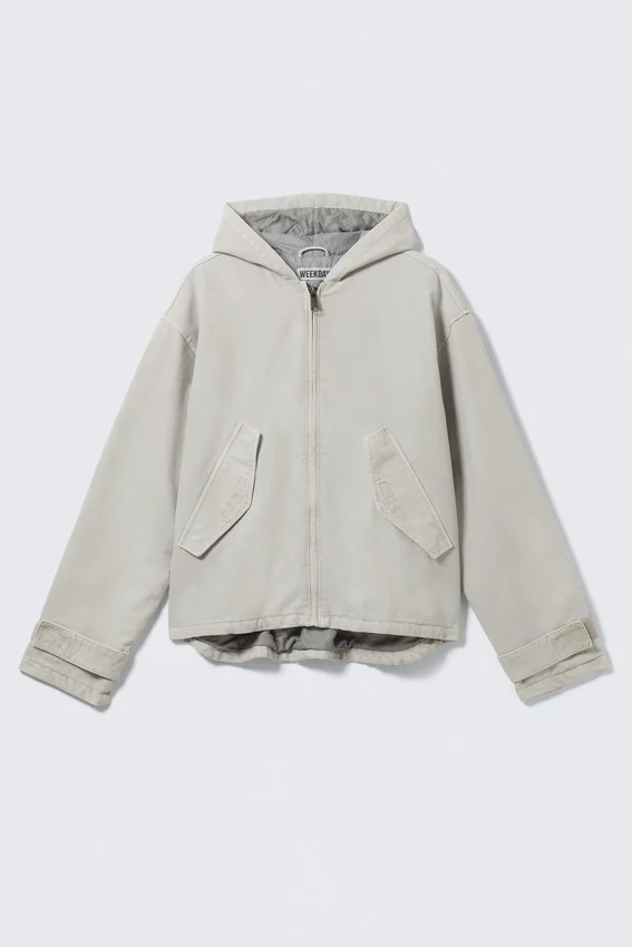 Loose Hooded Canvas Jacket – Light Dusty Grey Loose Hooded Canvas Jacket – Light Dusty Grey