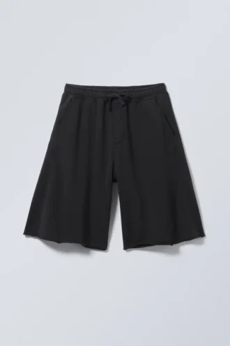 Loose Knee-Length Jersey Shorts – Washed Dark Grey