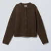 Loose Knitted Cardigan – Dark Brown Melange Loose Knitted Cardigan – Dark Brown Melange