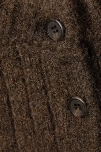 Loose Knitted Cardigan – Dark Brown Melange