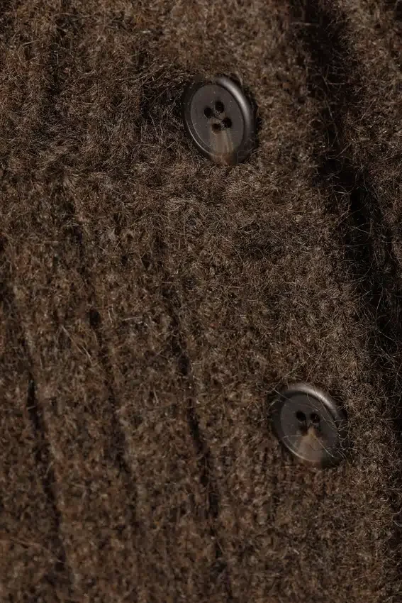Loose Knitted Cardigan – Dark Brown Melange Loose Knitted Cardigan – Dark Brown Melange