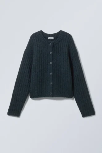 Loose Knitted Cardigan – Navy Blue