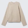 Loose Knitted Raglan Sweater – Beige Loose Knitted Raglan Sweater – Beige