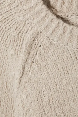 Loose Knitted Raglan Sweater – Beige