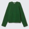 Loose Knitted Raglan Sweater – Dark Green Loose Knitted Raglan Sweater – Dark Green