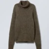 Loose Knitted Turtleneck Sweater – Dark Mole Melange