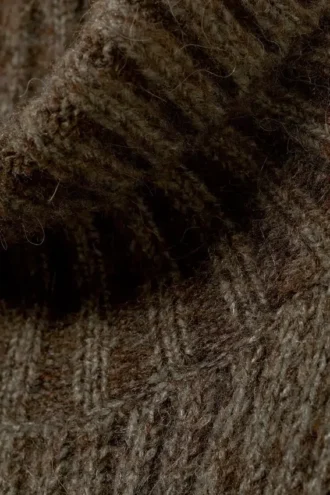 Loose Knitted Turtleneck Sweater – Dark Mole Melange