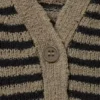 Loose Knitted V-Neck Cardigan – Beige – Black Stripe Loose Knitted V-Neck Cardigan – Beige – Black Stripe