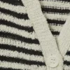 Loose Knitted V-Neck Cardigan – White & Dark Grey Stripes Loose Knitted V-Neck Cardigan – White & Dark Grey Stripes