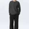 Loose Long-Sleeved Henley T-Shirt – Dark Grey Loose Long-Sleeved Henley T-Shirt – Dark Grey