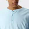 Loose Long-Sleeved Henley T-Shirt – Light Blue Loose Long-Sleeved Henley T-Shirt – Light Blue